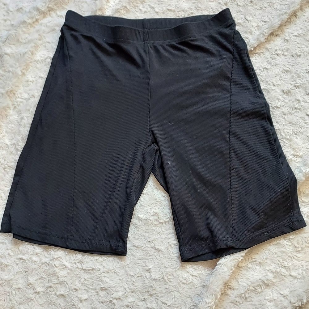 SHEIN Women's Black Ribbed Shorts Small Casual Workout Gym Yoga Active Errands